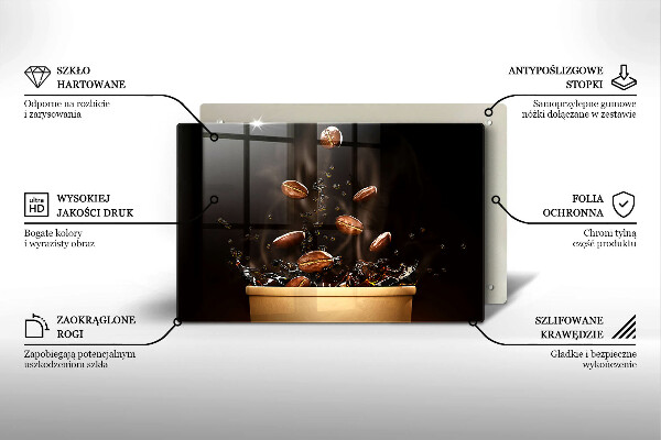 Kuchynská doska zo skla Horúce kávové zrná