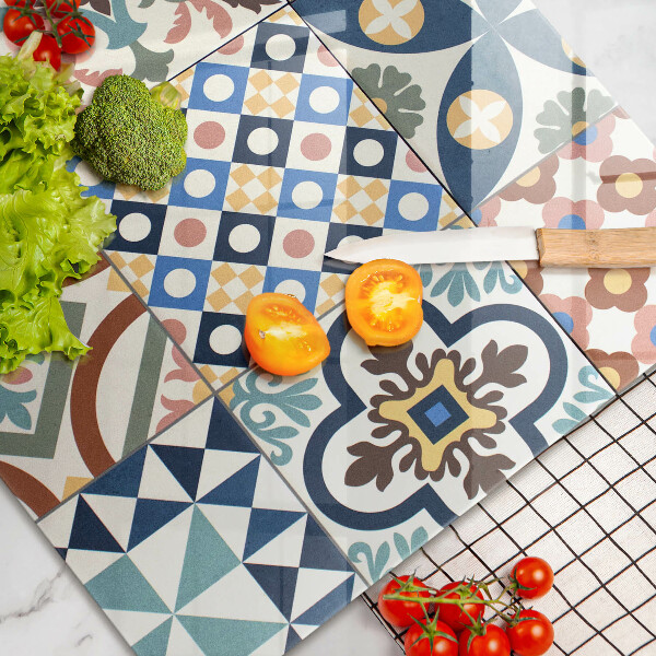 Kuchynská doska zo skla Dekoratívne dlaždice