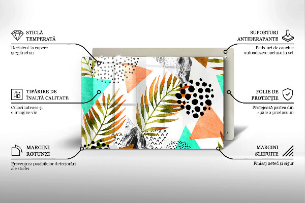 Kuchynská doska zo skla Vzor boho listov