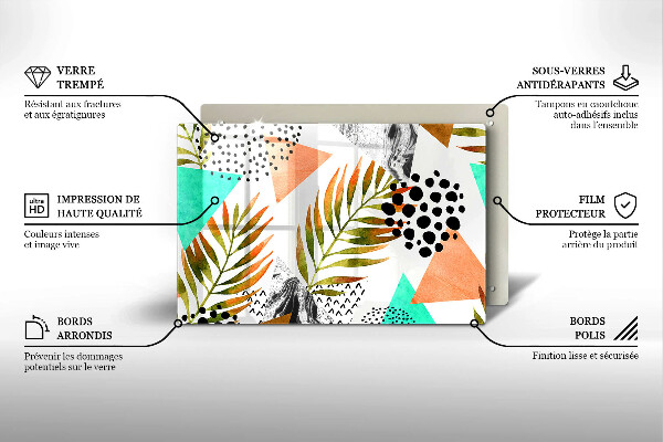 Kuchynská doska zo skla Vzor boho listov