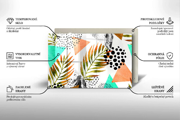 Kuchynská doska zo skla Vzor boho listov