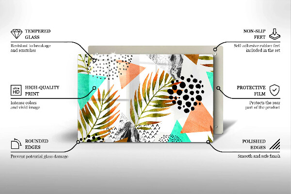 Kuchynská doska zo skla Vzor boho listov