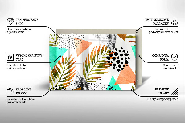 Kuchynská doska zo skla Vzor boho listov