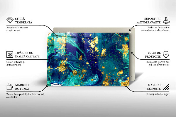Kuchynská doska zo skla Abstrakcia so zlatom