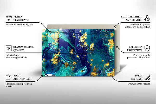 Kuchynská doska zo skla Abstrakcia so zlatom