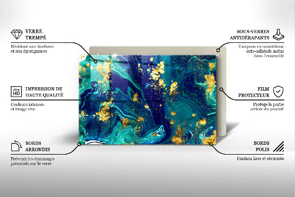 Kuchynská doska zo skla Abstrakcia so zlatom