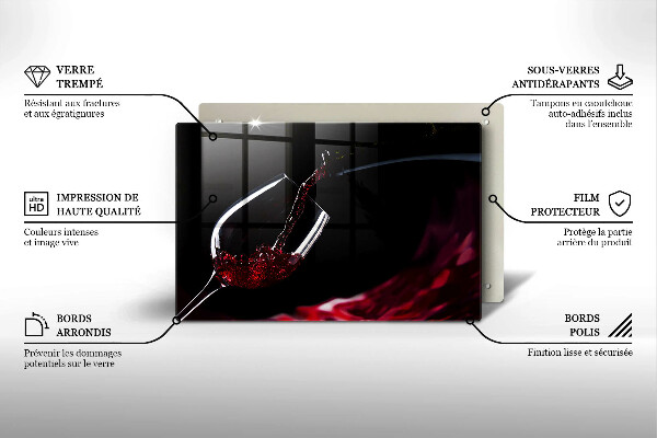 Kuchynská doska zo skla Pohárik červeného vína