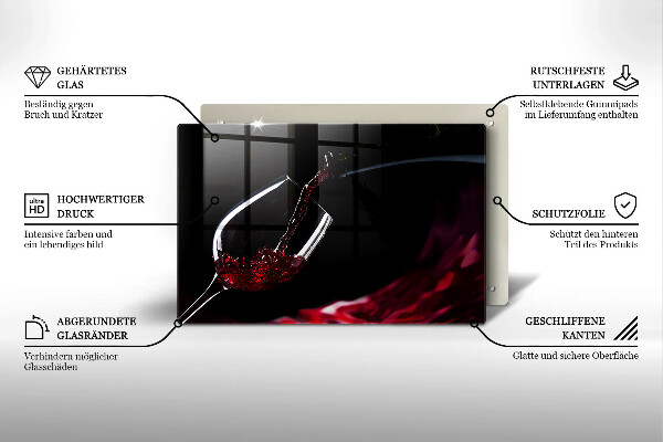 Kuchynská doska zo skla Pohárik červeného vína
