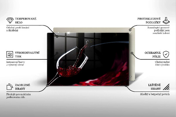Kuchynská doska zo skla Pohárik červeného vína