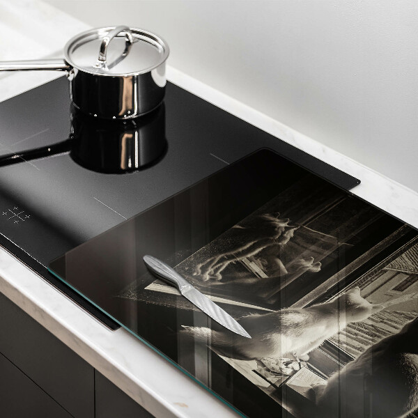 Kuchynská doska zo skla Mesto mačky a okno