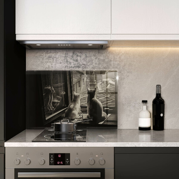 Kuchynská doska zo skla Mesto mačky a okno