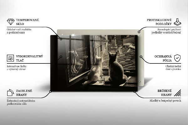Kuchynská doska zo skla Mesto mačky a okno