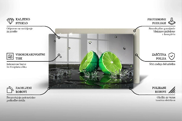 Kuchynská doska zo skla Šťavnaté limetky a voda