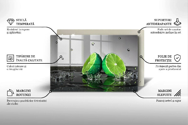 Kuchynská doska zo skla Šťavnaté limetky a voda