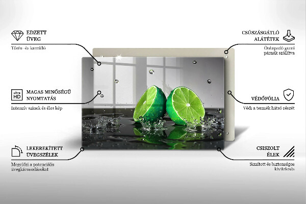 Kuchynská doska zo skla Šťavnaté limetky a voda
