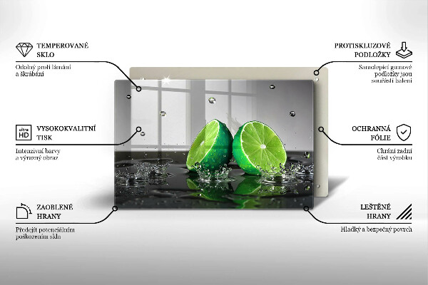 Kuchynská doska zo skla Šťavnaté limetky a voda