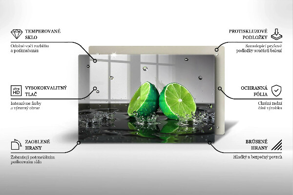 Kuchynská doska zo skla Šťavnaté limetky a voda