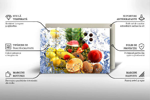 Kuchynská doska zo skla Šťavnaté ovocie a voda