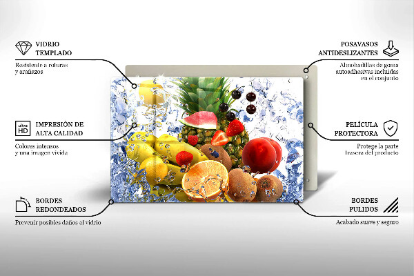 Kuchynská doska zo skla Šťavnaté ovocie a voda