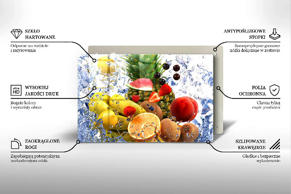 Kuchynská doska zo skla Šťavnaté ovocie a voda