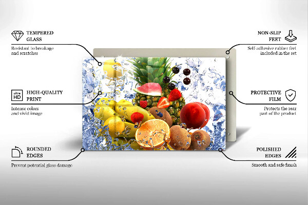Kuchynská doska zo skla Šťavnaté ovocie a voda