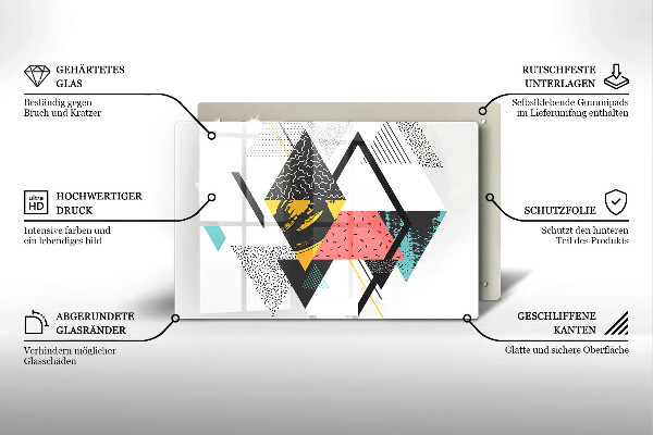 Kuchynská doska zo skla Abstraktné trojuholníky