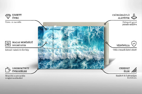 Kuchynská doska zo skla Vlny morskej vody
