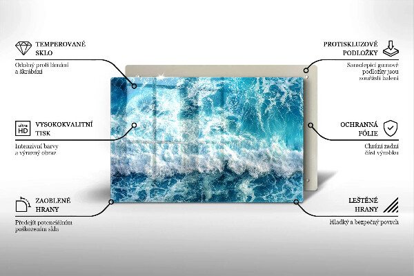 Kuchynská doska zo skla Vlny morskej vody