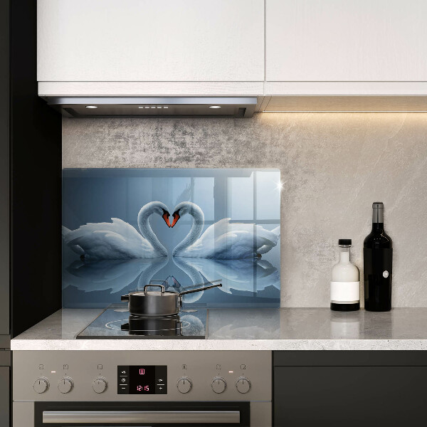 Kuchynská doska zo skla Dve labutie srdcia