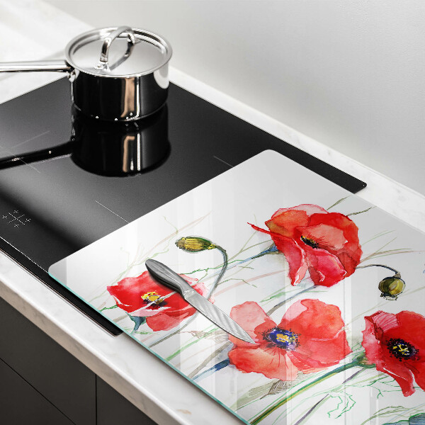 Kuchynská doska zo skla Červené kvety maku