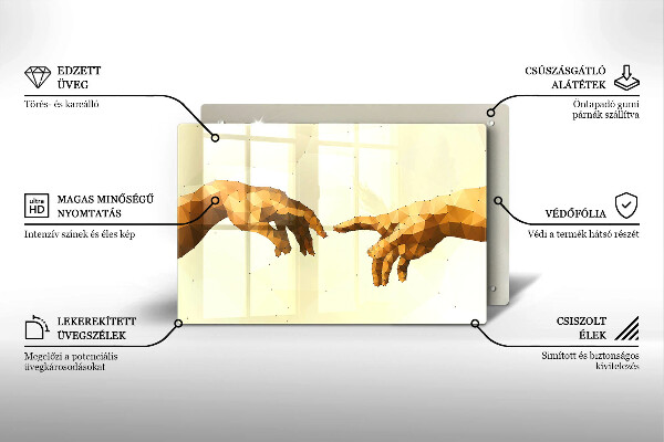 Kuchynská doska zo skla Stvorenie Adamových rúk