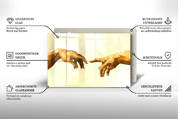 Kuchynská doska zo skla Stvorenie Adamových rúk