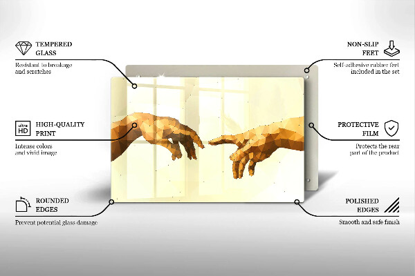 Kuchynská doska zo skla Stvorenie Adamových rúk