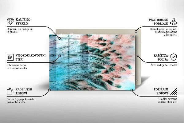 Kuchynská doska zo skla Boho vtáčie perie