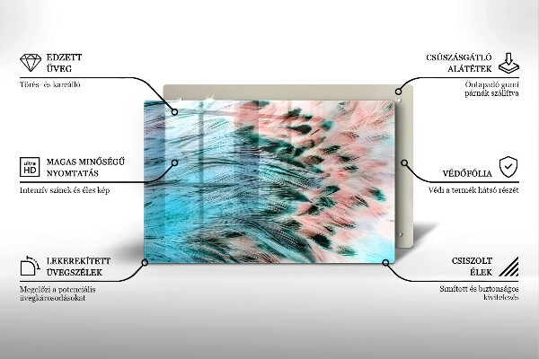Kuchynská doska zo skla Boho vtáčie perie