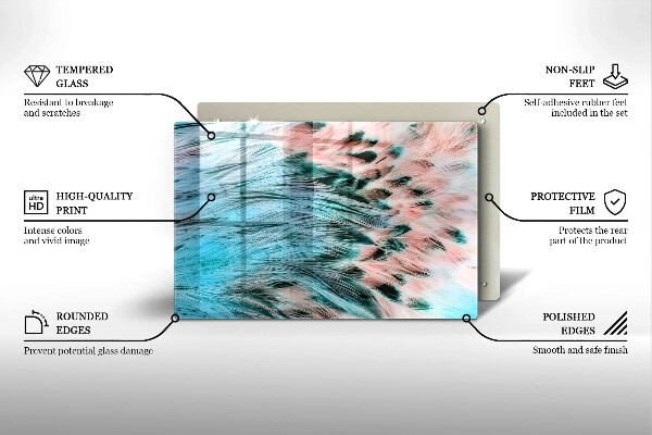 Kuchynská doska zo skla Boho vtáčie perie