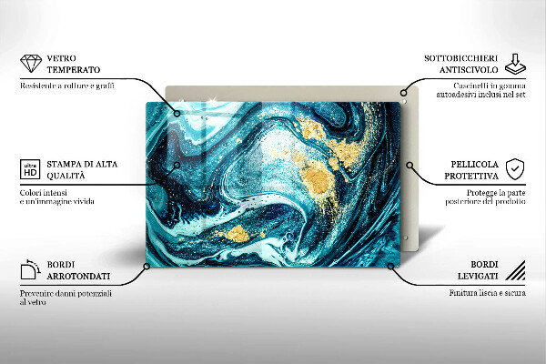 Kuchynská doska zo skla Modré zlato abstrakcia