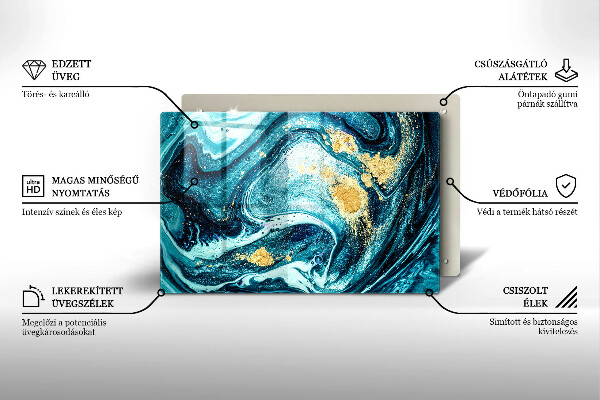 Kuchynská doska zo skla Modré zlato abstrakcia