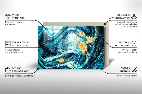 Kuchynská doska zo skla Modré zlato abstrakcia