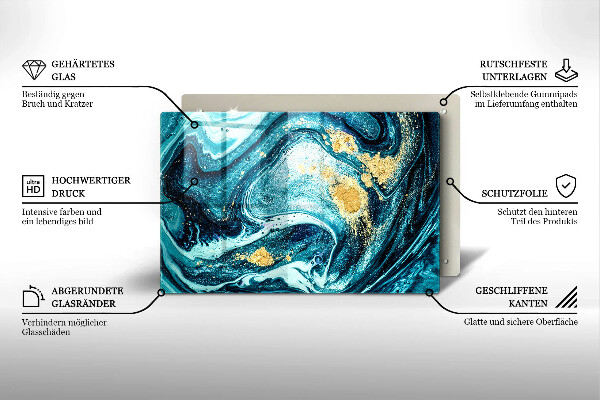 Kuchynská doska zo skla Modré zlato abstrakcia
