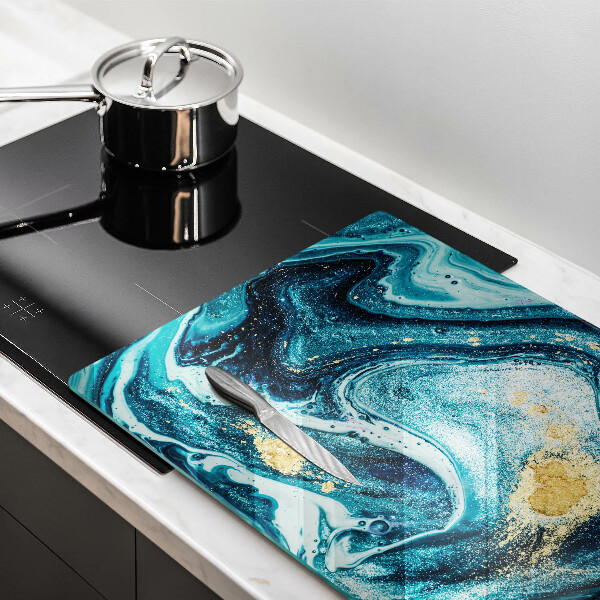 Kuchynská doska zo skla Modré zlato abstrakcia