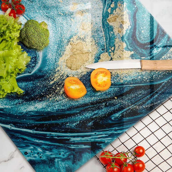 Kuchynská doska zo skla Modré zlato abstrakcia