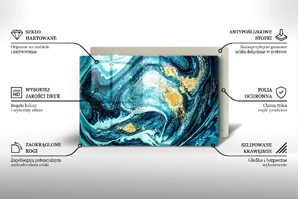 Kuchynská doska zo skla Modré zlato abstrakcia