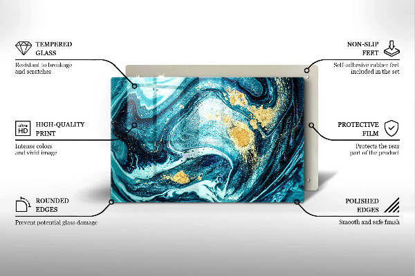 Kuchynská doska zo skla Modré zlato abstrakcia