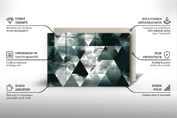 Kuchynská doska zo skla Trojuholníky a voda