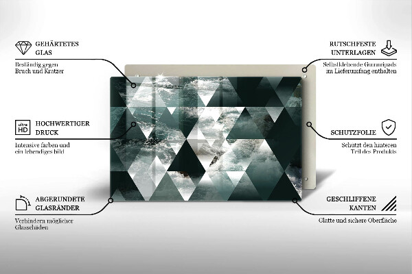 Kuchynská doska zo skla Trojuholníky a voda