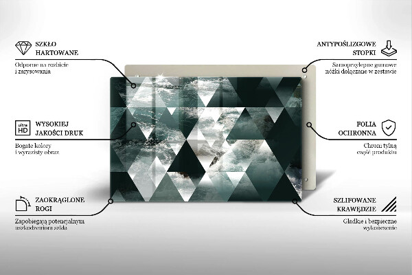 Kuchynská doska zo skla Trojuholníky a voda