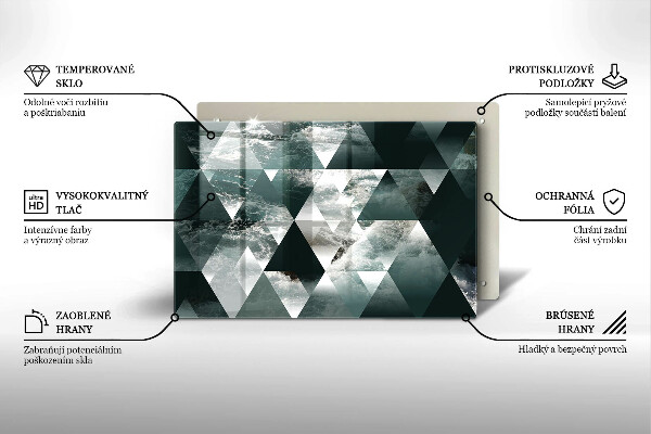 Kuchynská doska zo skla Trojuholníky a voda