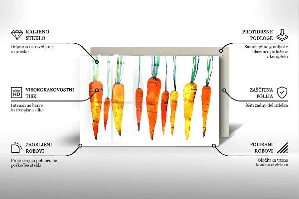 Kuchynská doska zo skla Mrkva ilustrácie