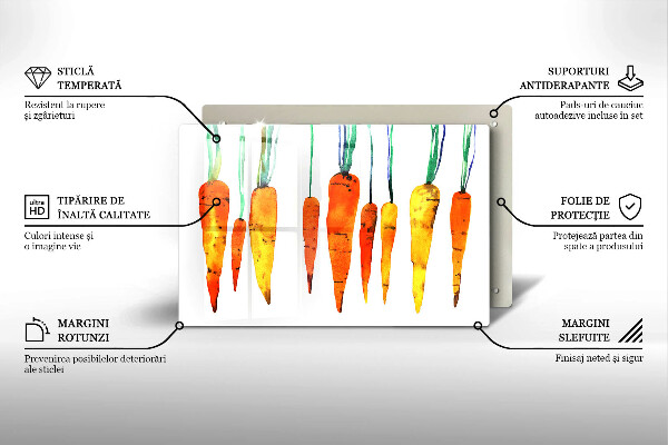 Kuchynská doska zo skla Mrkva ilustrácie